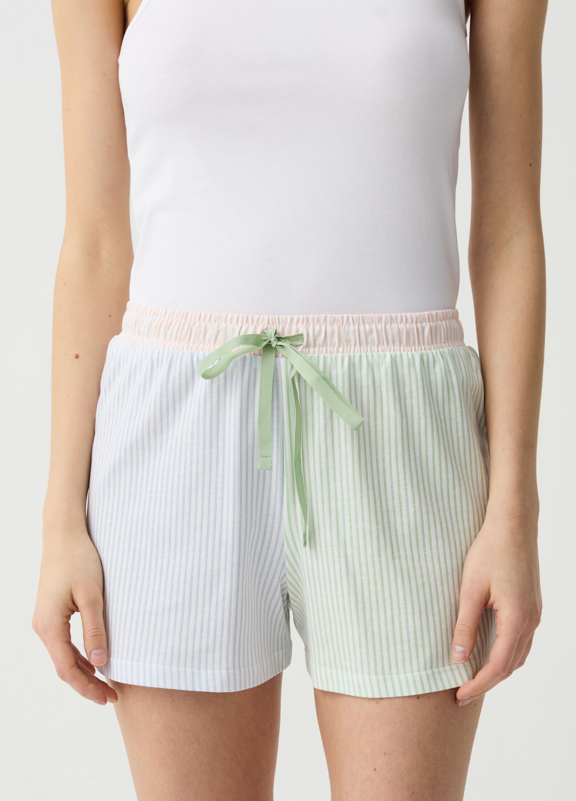 Striped colourblock pyjama shorts