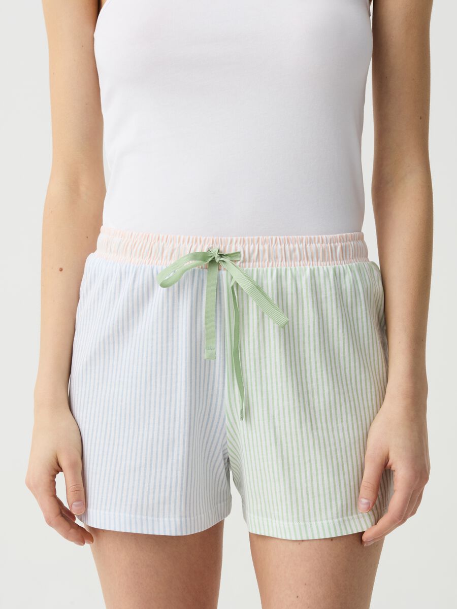 Shorts pigiama a righe color-block_1