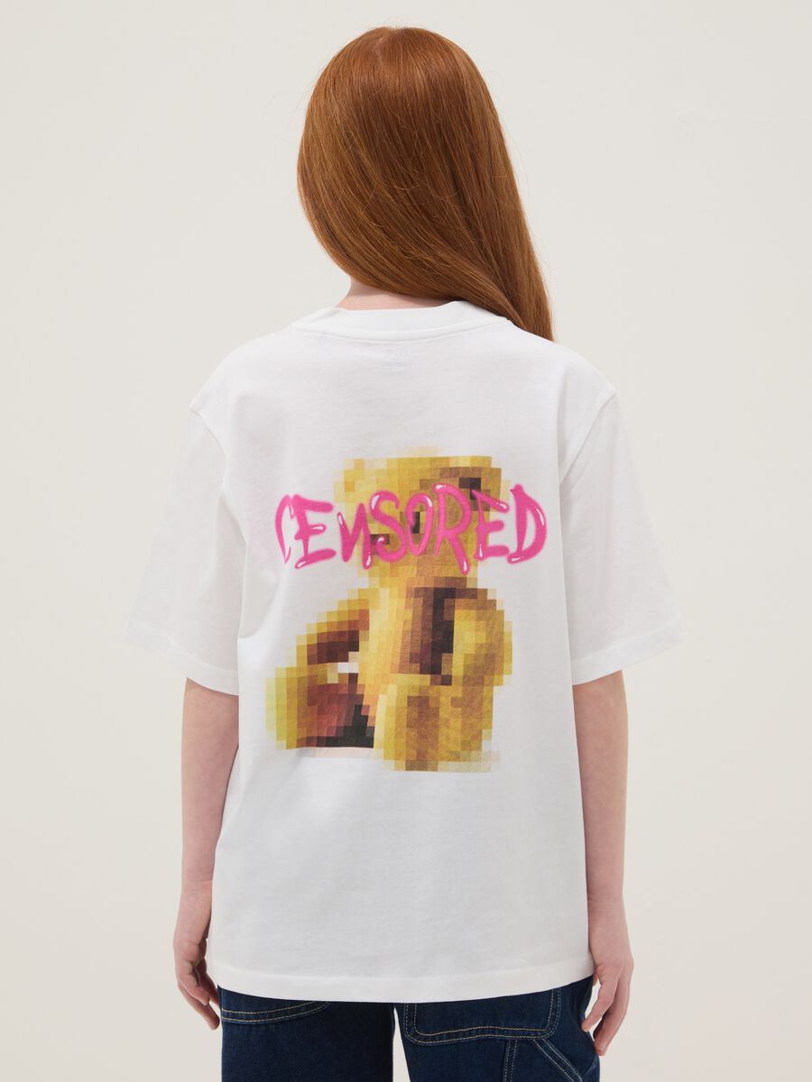 Girl's white oversized fit pure cotton t-shirt with writing_1
