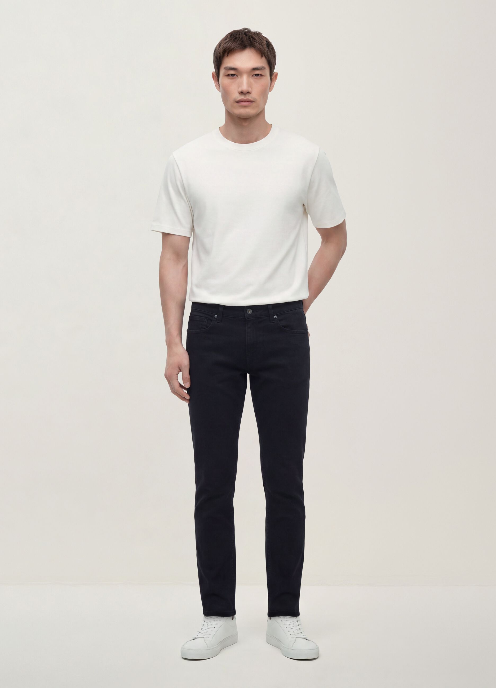 Black stretch cotton slim-fit denim jeans