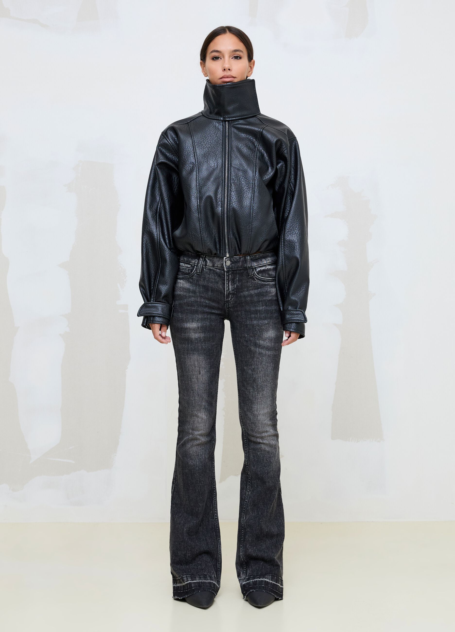 Black Oversized Faux Leather Jacket