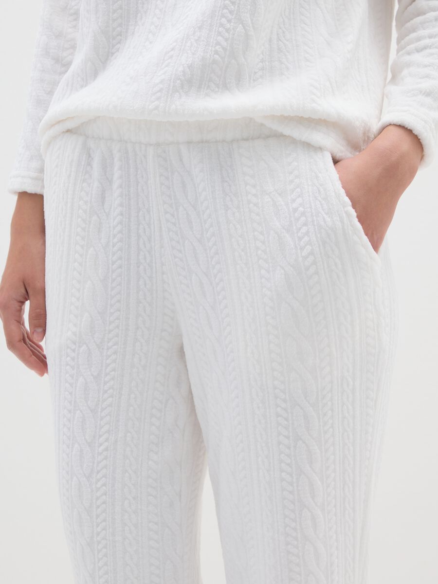 White coral fleece regular fit pyjama trousers_3