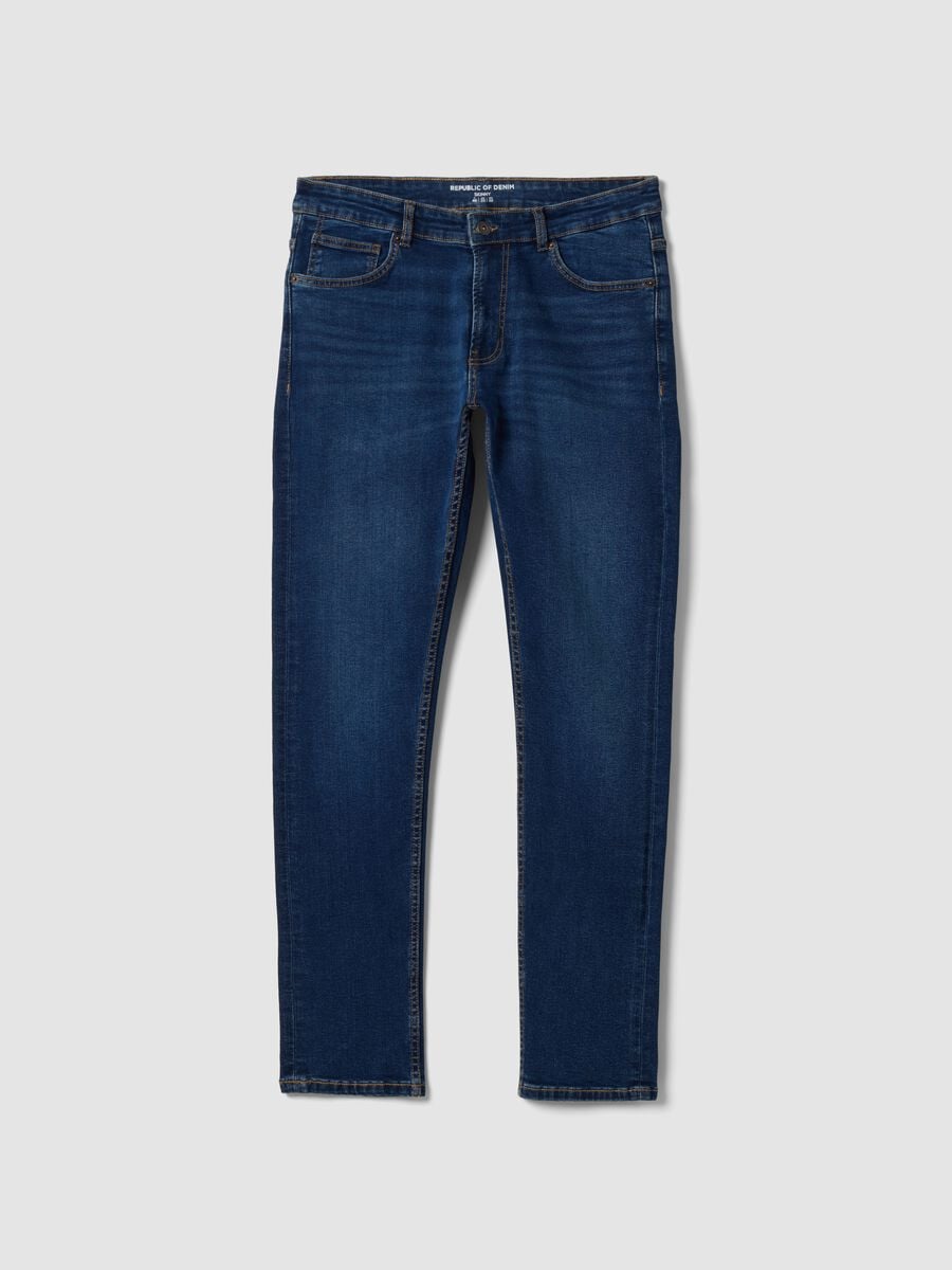 Blue stretch-cotton denim skinny-fit jeans_0