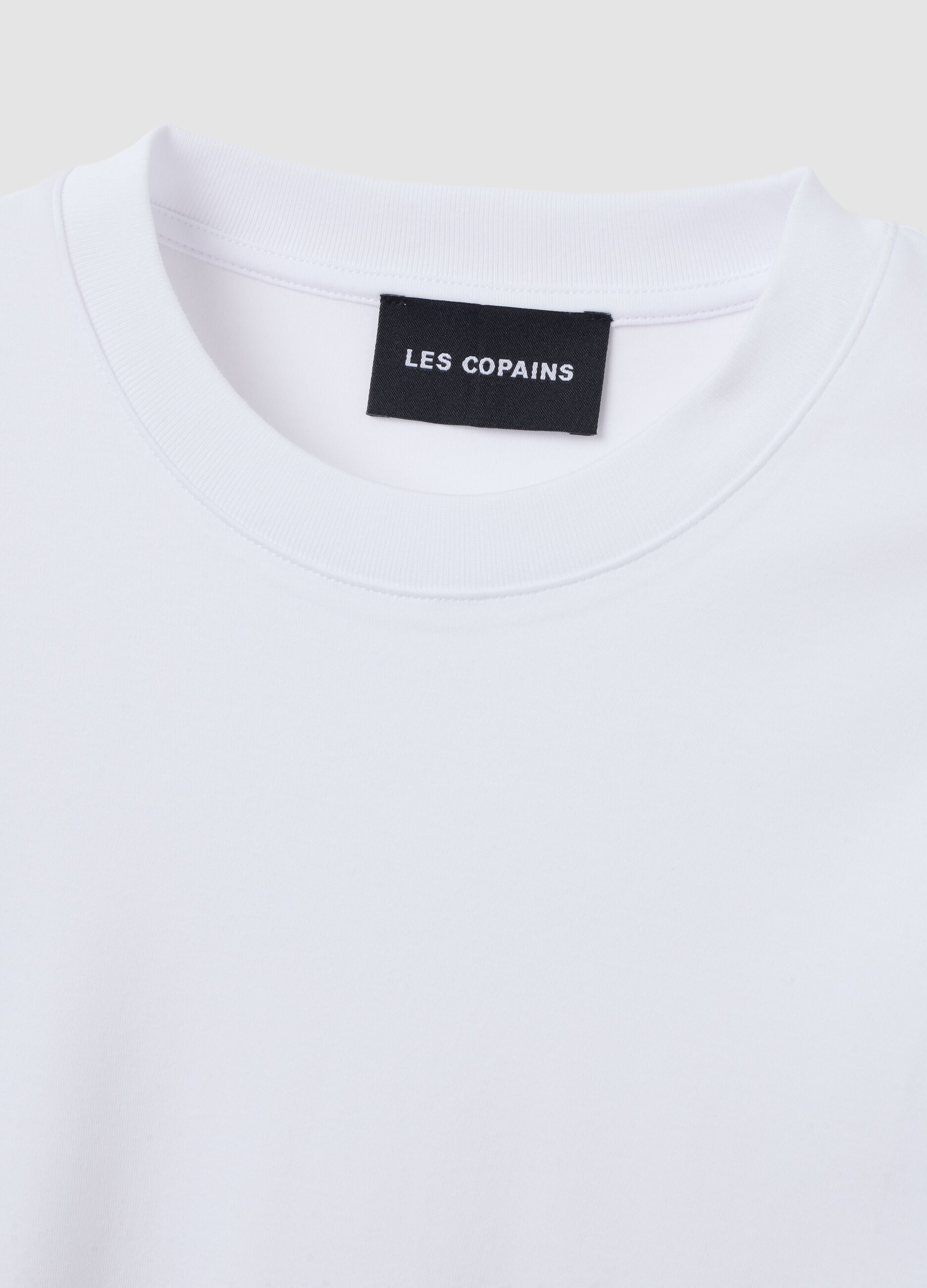 White boxy-fit T-shirt in cotton and viscose blend