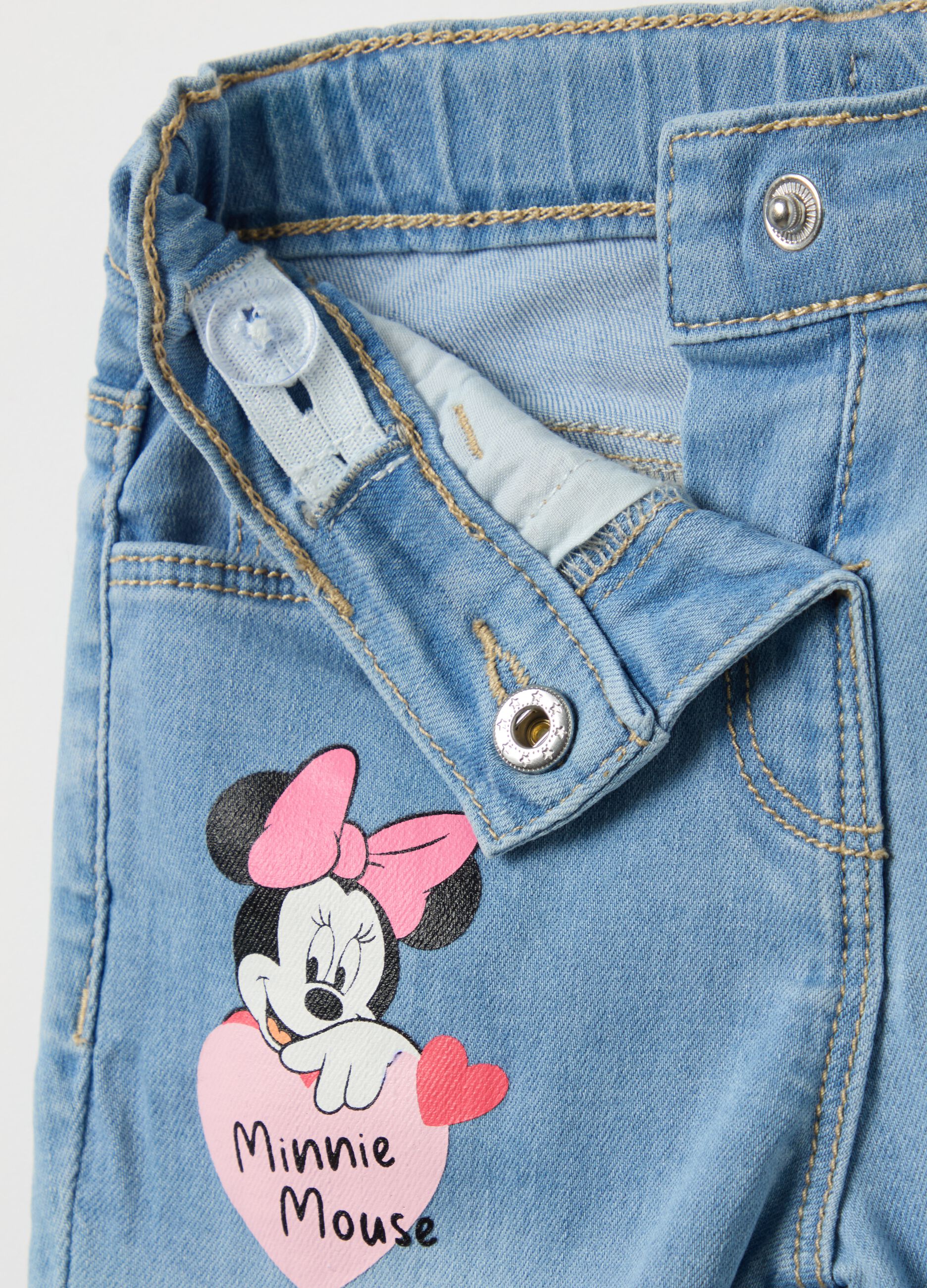 Five-pocket jeans with Minnie Mouse print
