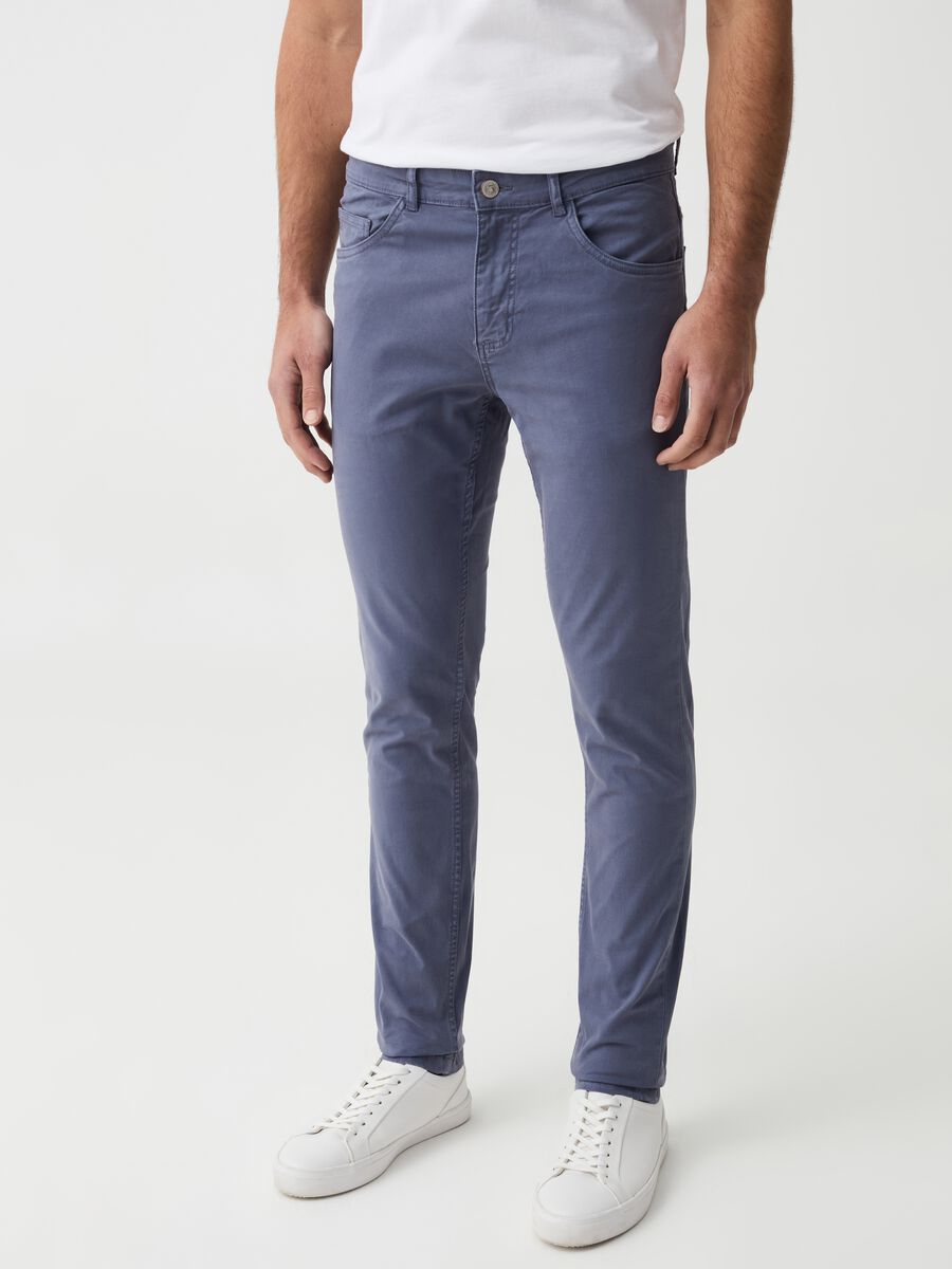 Five-pocket stretch cotton trousers_1