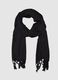 Black scarf in viscose and linen blend with fringes_0