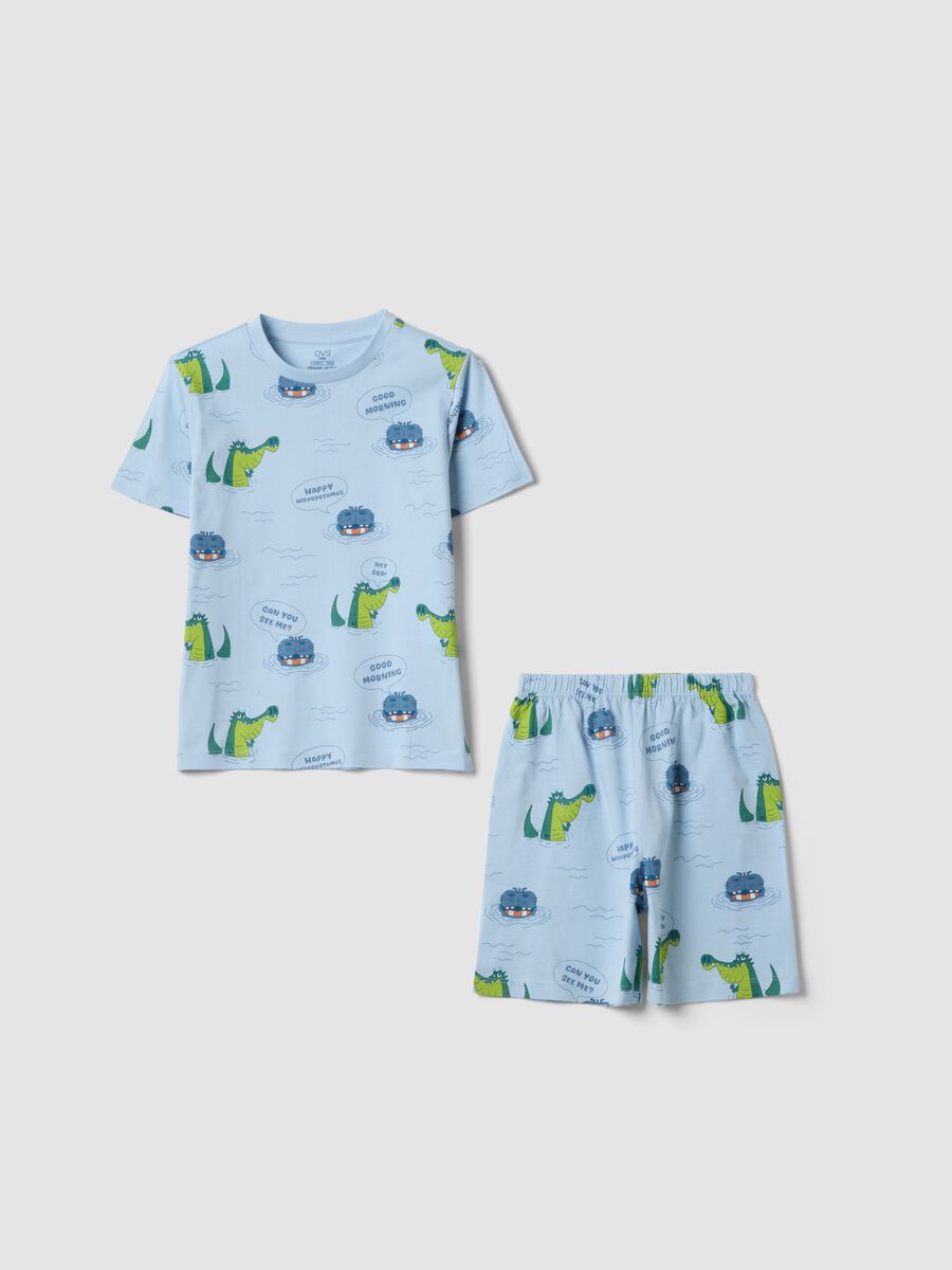 Kids' sky blue pure cotton pyjamas regular fit with prints_0