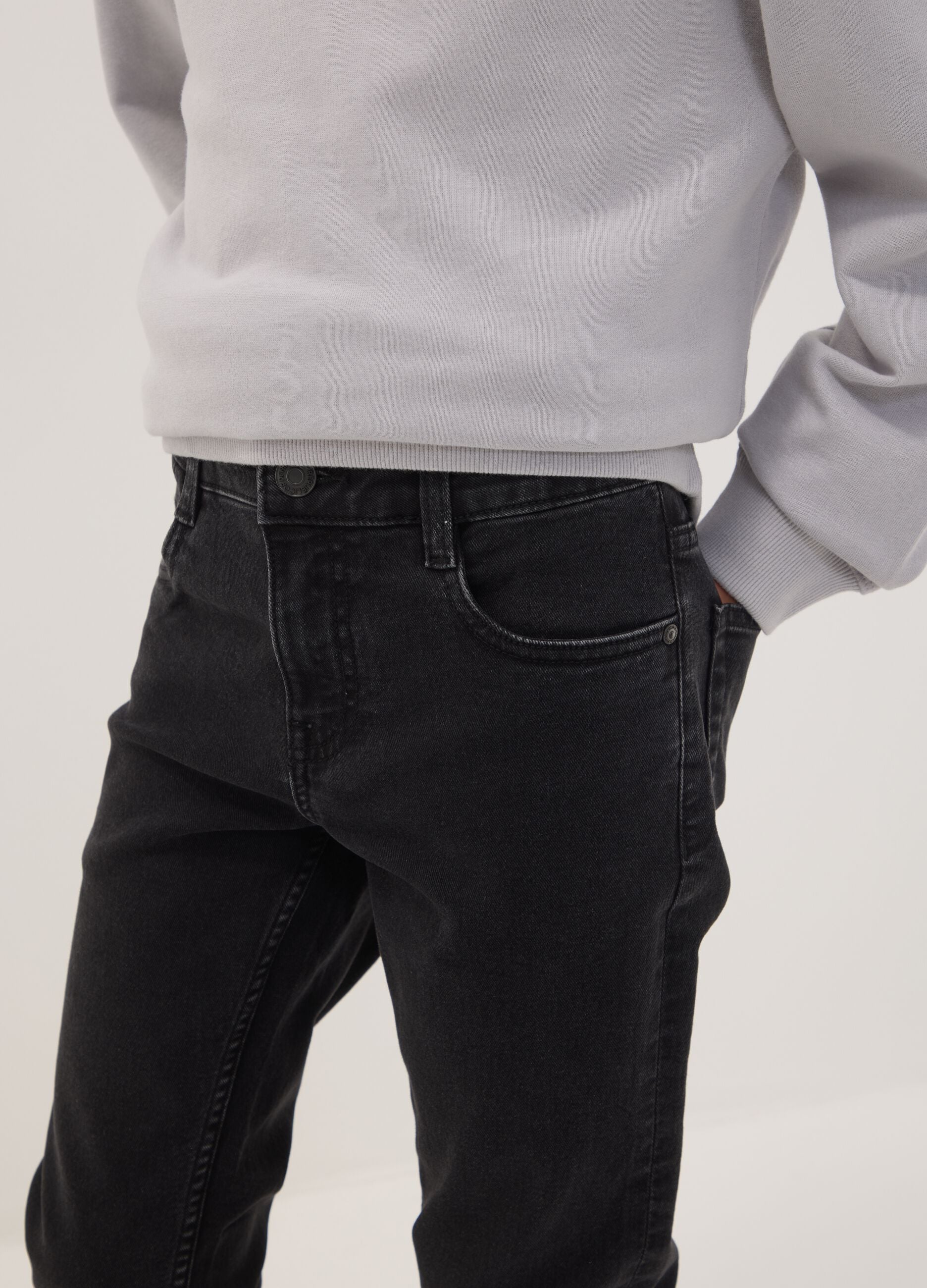 Boys&rsquo; black denim stretch-cotton jeans, regular fit