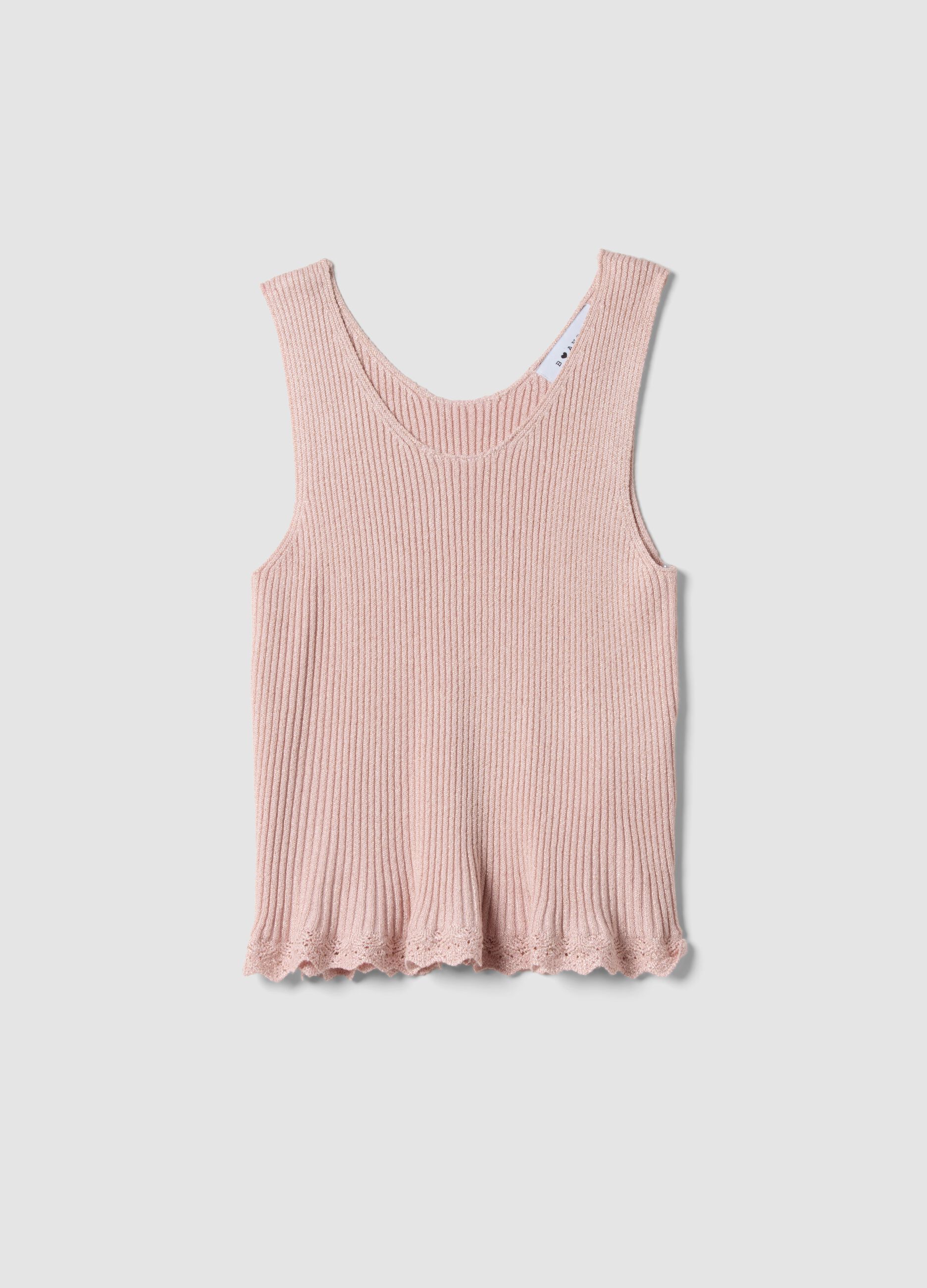 Fitted-Top in Rosa aus Viskosemix
