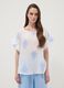 White pure linen blouse with embroidery and ruffle sleeves, regular fit_2