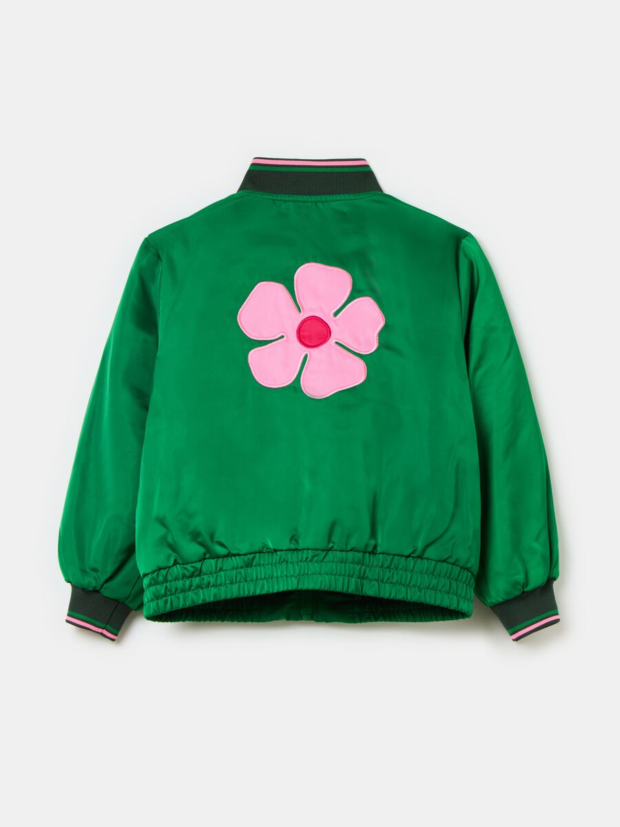 Bomber jacket with logo embroidery and flower patch_1