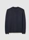 Blue crew neck sweater in regular fit wool blend_4