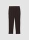 Brown slim-fit formal trousers in 4-way stretch fabric_0