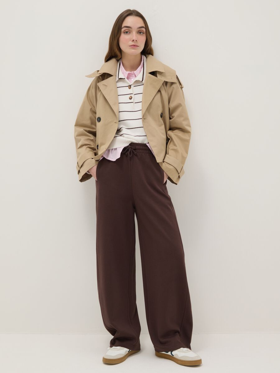 Beige Regular Fit Jacke aus Baumwollmischung mit Kapuze_1