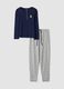 Navy pure organic cotton pyjamas with henley neckline_4