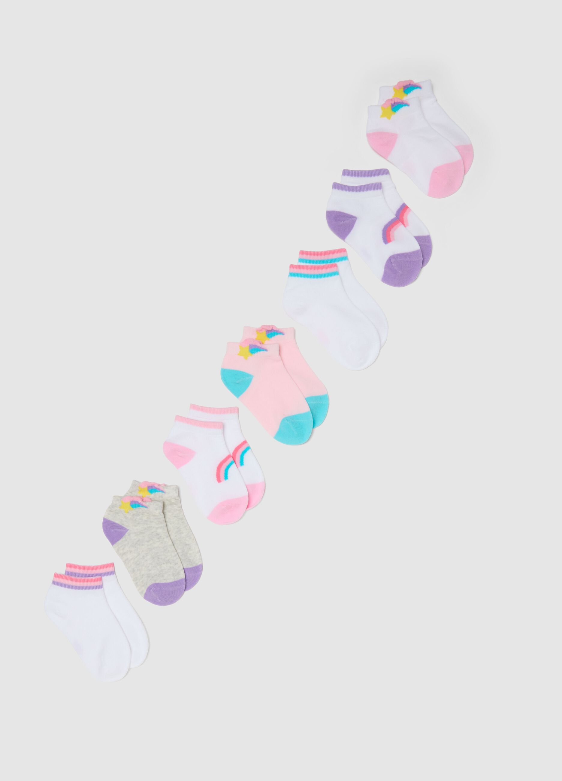 Multipack de meias para menina em mistura de algod&atilde;o multicolorido, ajuste regular
