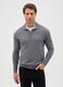 Grey long-sleeved polo in cotton and silk blend regular fit_0
