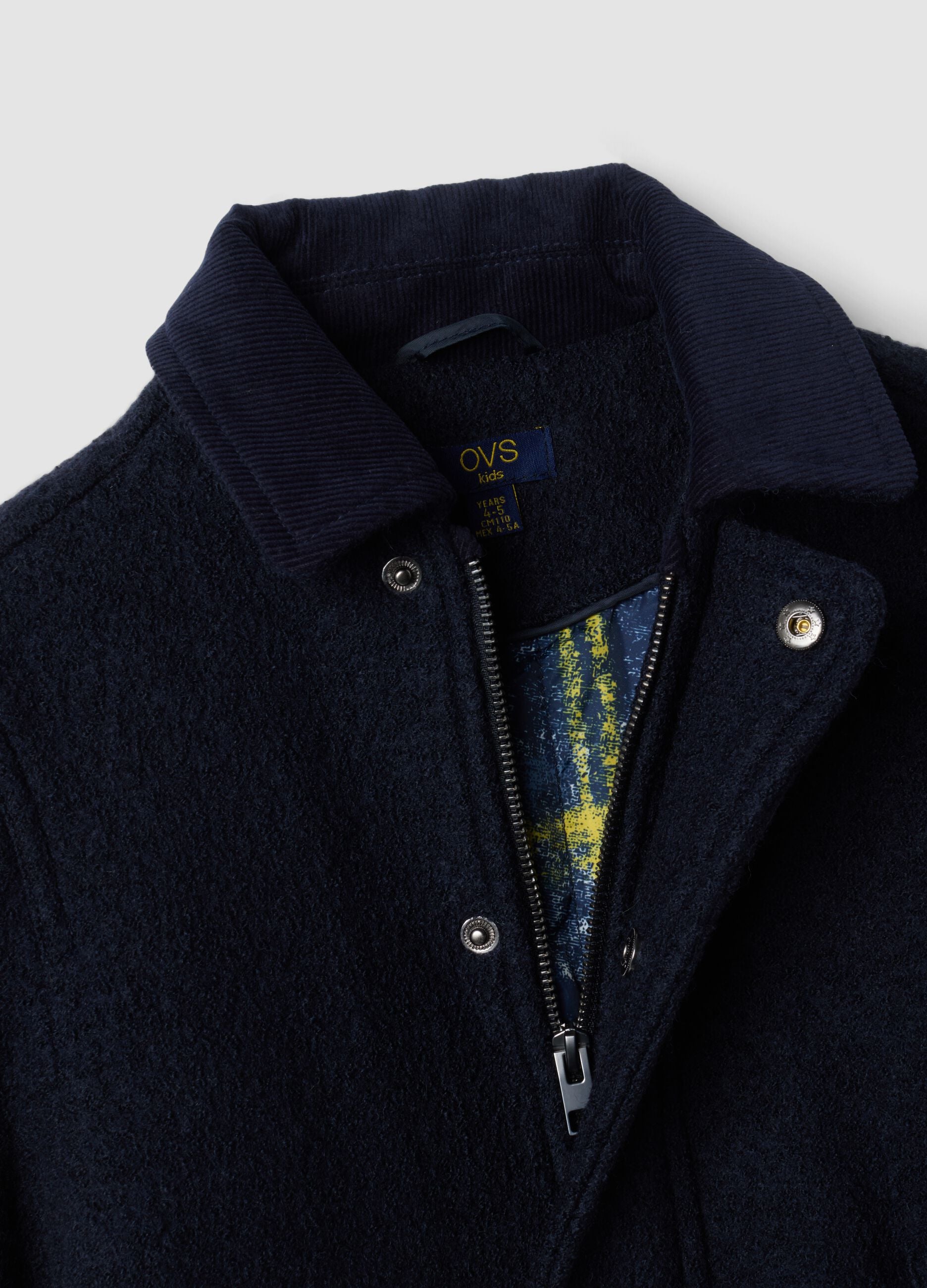 Cappotto blu in misto lana e viscosa regular fit