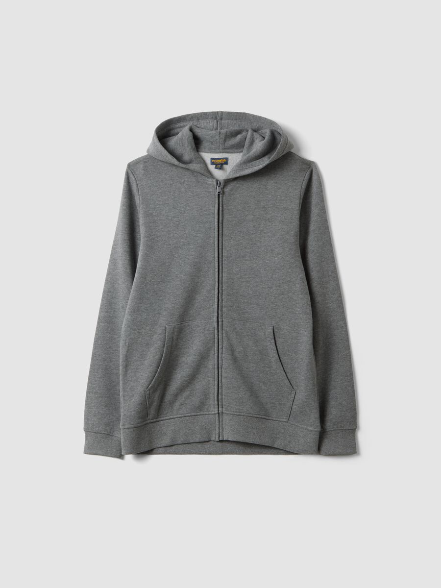 Grey hoodie in pure organic cotton, regular fit_4