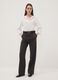 Grey pinstripe stretch viscose straight-leg trousers_0