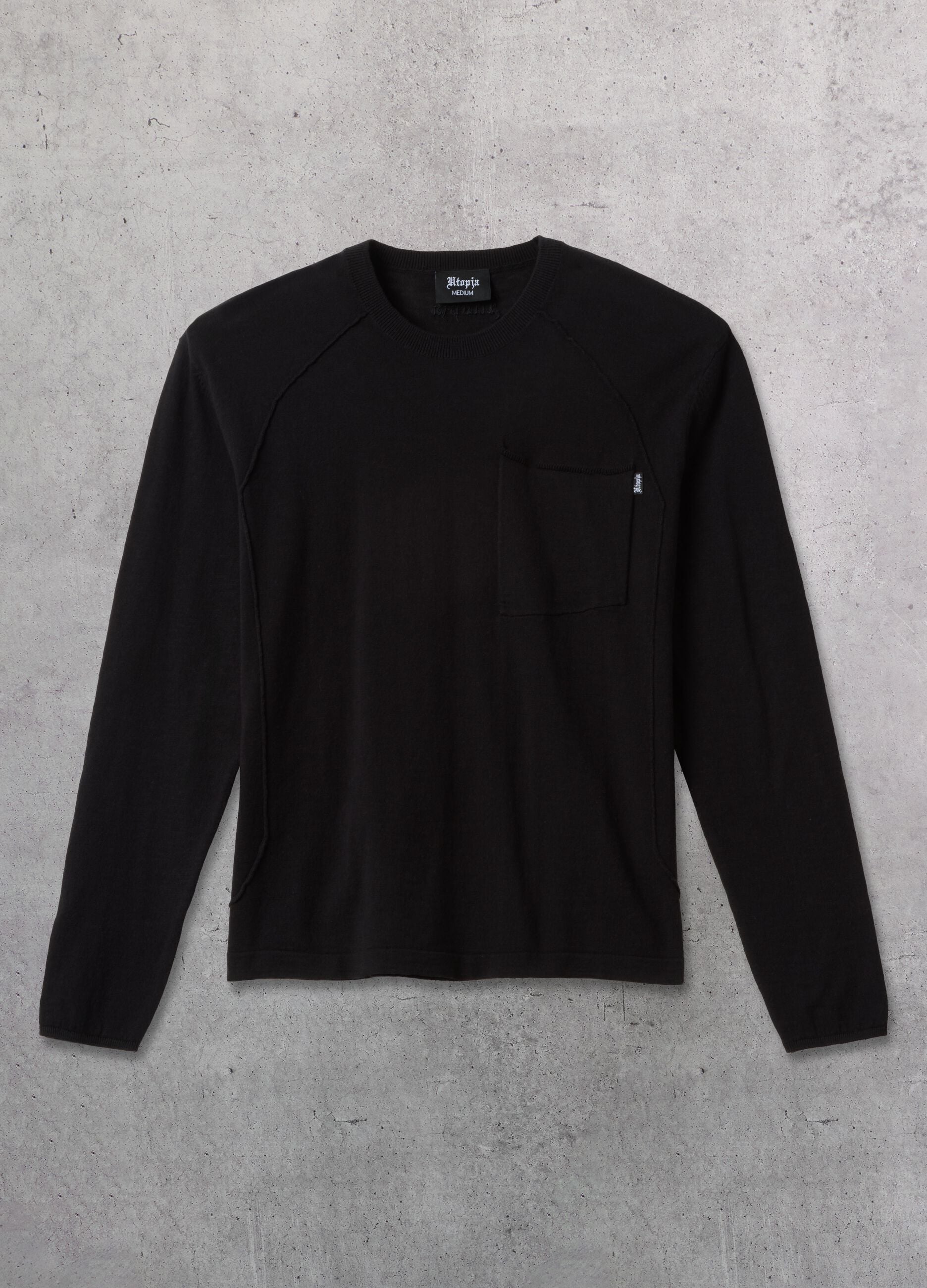 Black Knit Long-Sleeve T-Shirt
