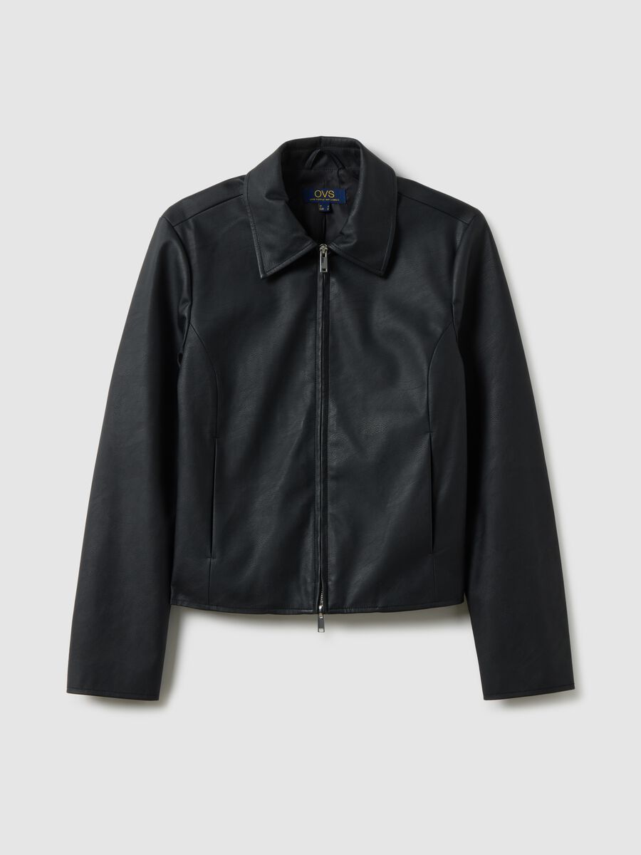 Black jacket regular fit full zip_4