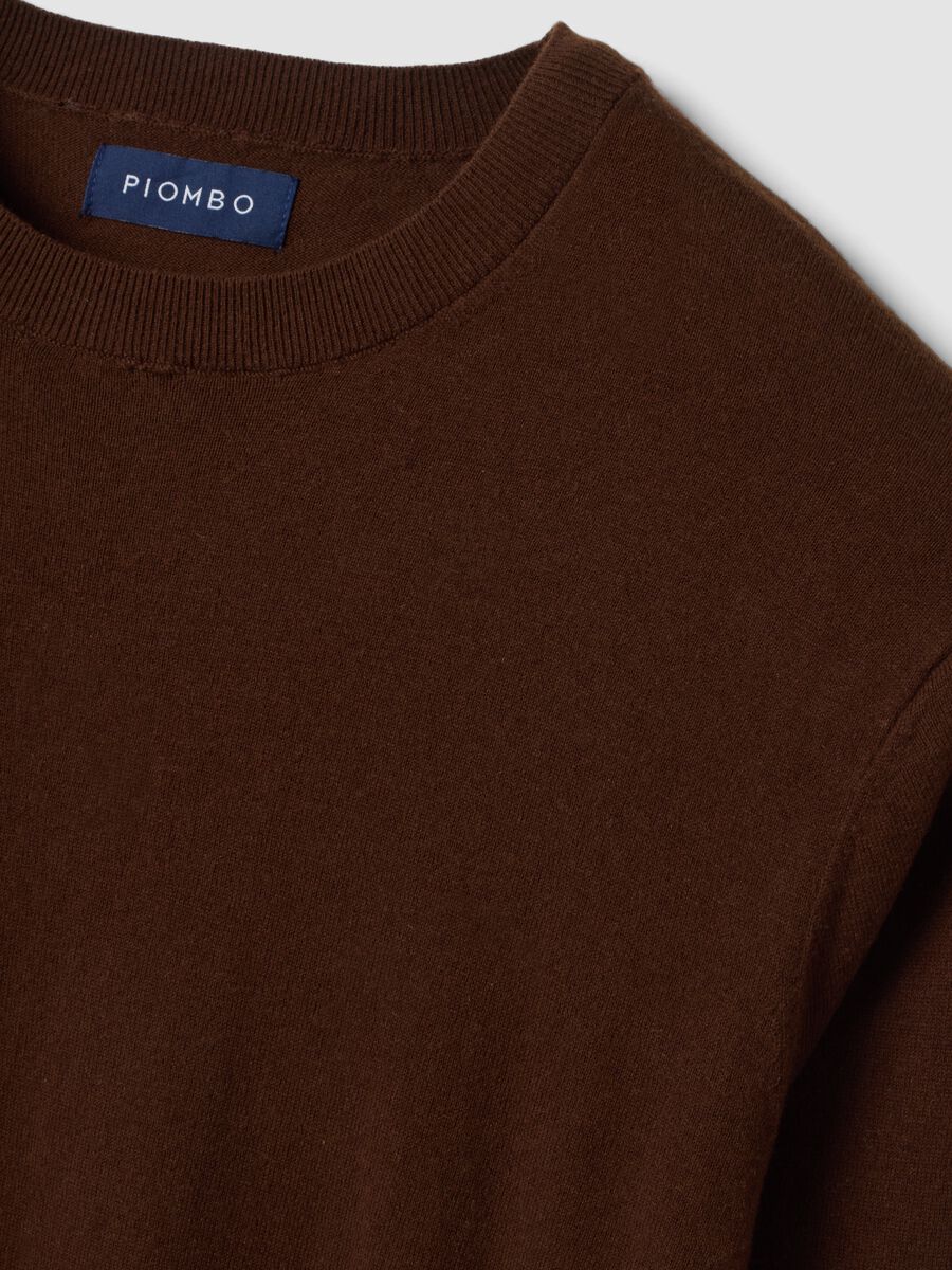 Brown crew-neck jumper in cotton and cashmere blend, regular fit_1