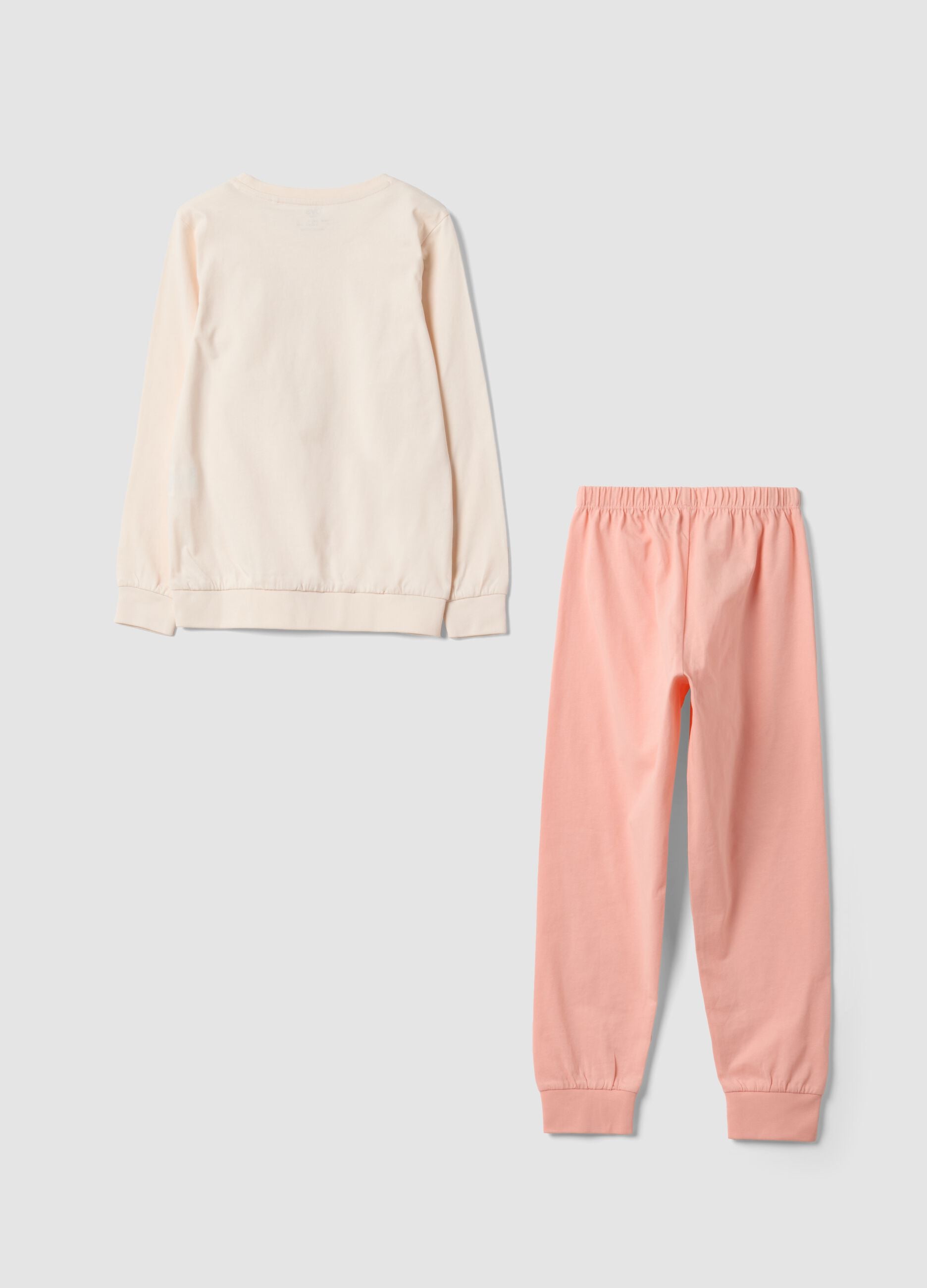 Pink pure organic cotton pyjamas with bunny print for girls