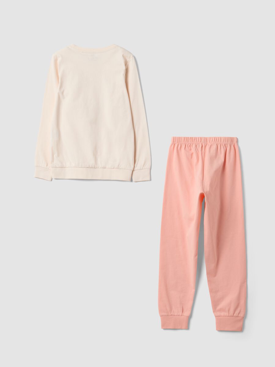 Pink pure organic cotton pyjamas with bunny print for girls_1