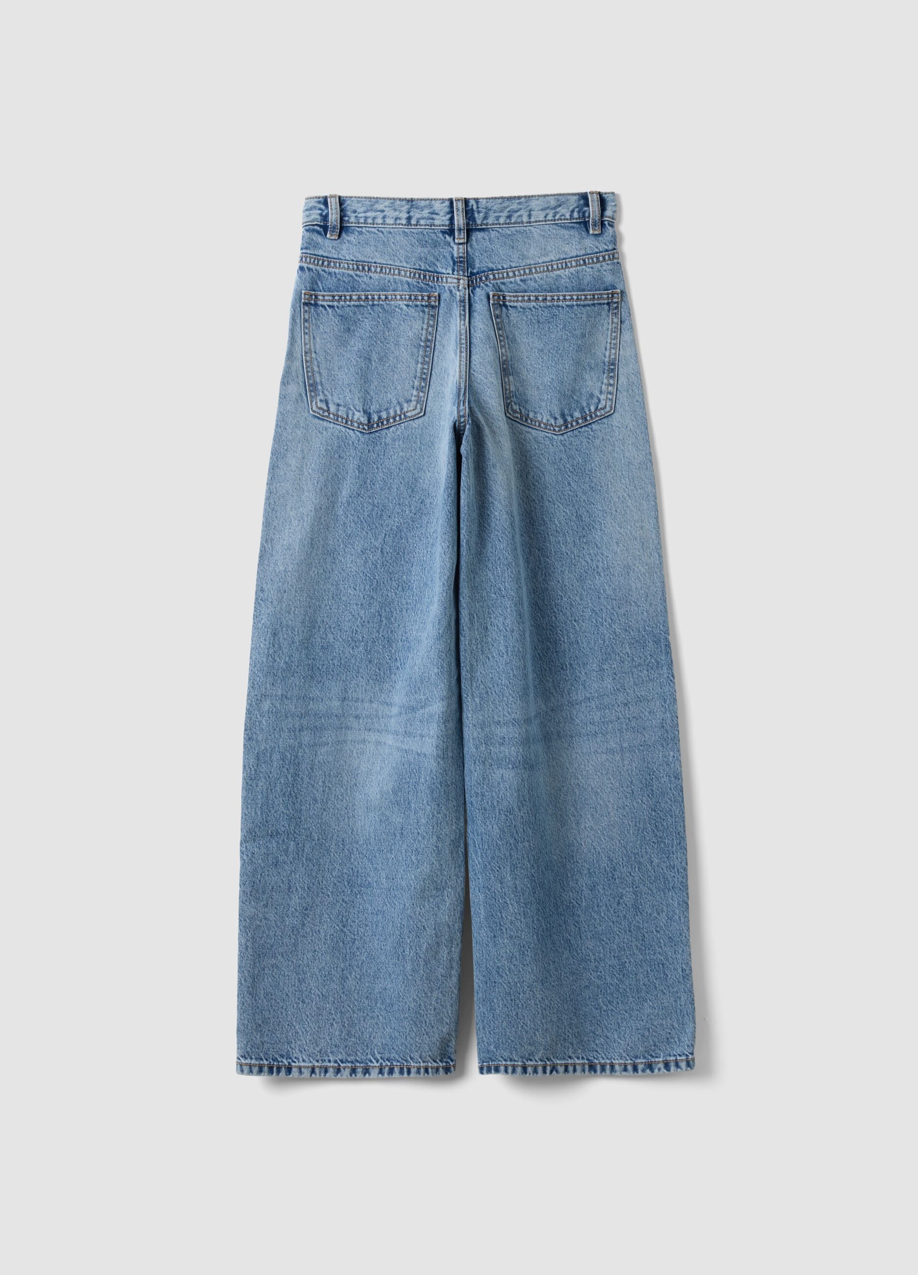 Jeans azzurri in denim di puro cotone skater fit