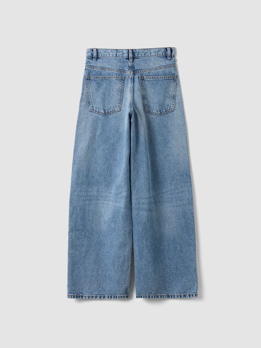 Jeans azzurri in denim di puro cotone skater fit_1