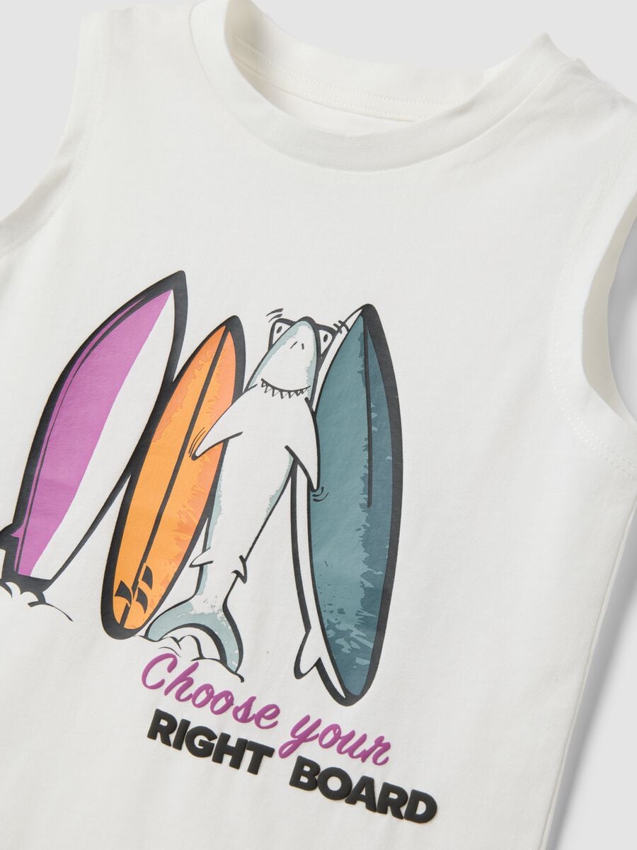 White pure cotton vest top with print_2
