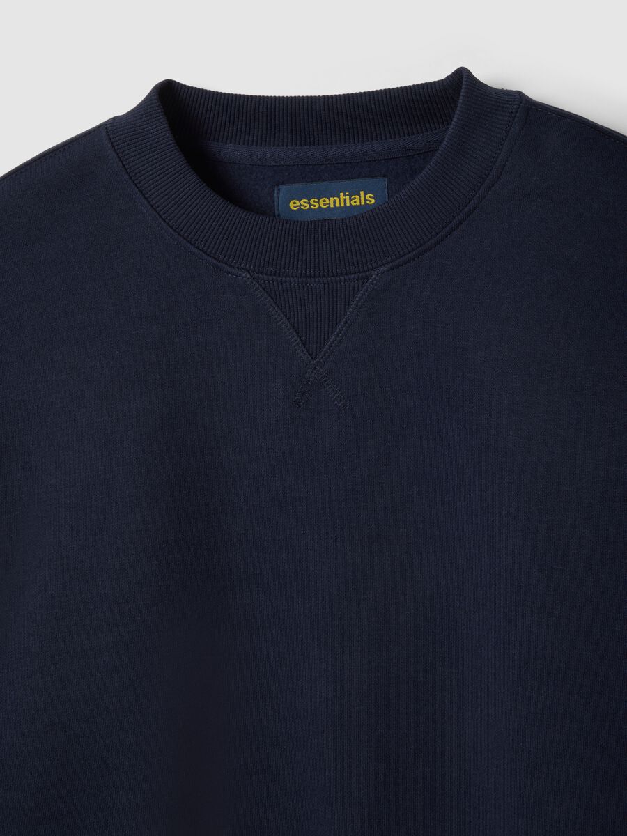Regular fit blue cotton blend crew neck sweatshirt_5