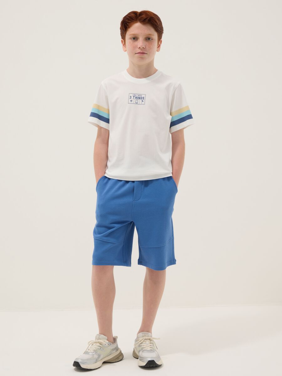 Boys' blue pure cotton shorts, comfort fit_0