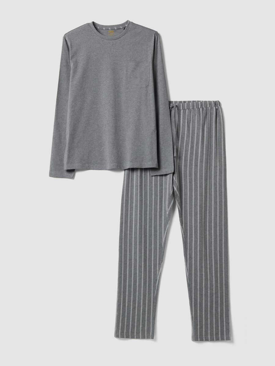 Grey pure organic cotton crew-neck pyjamas_0