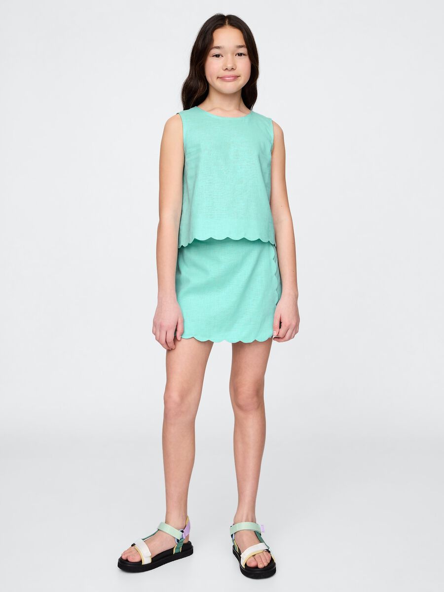 Green Skort with Scalloped Edge_0