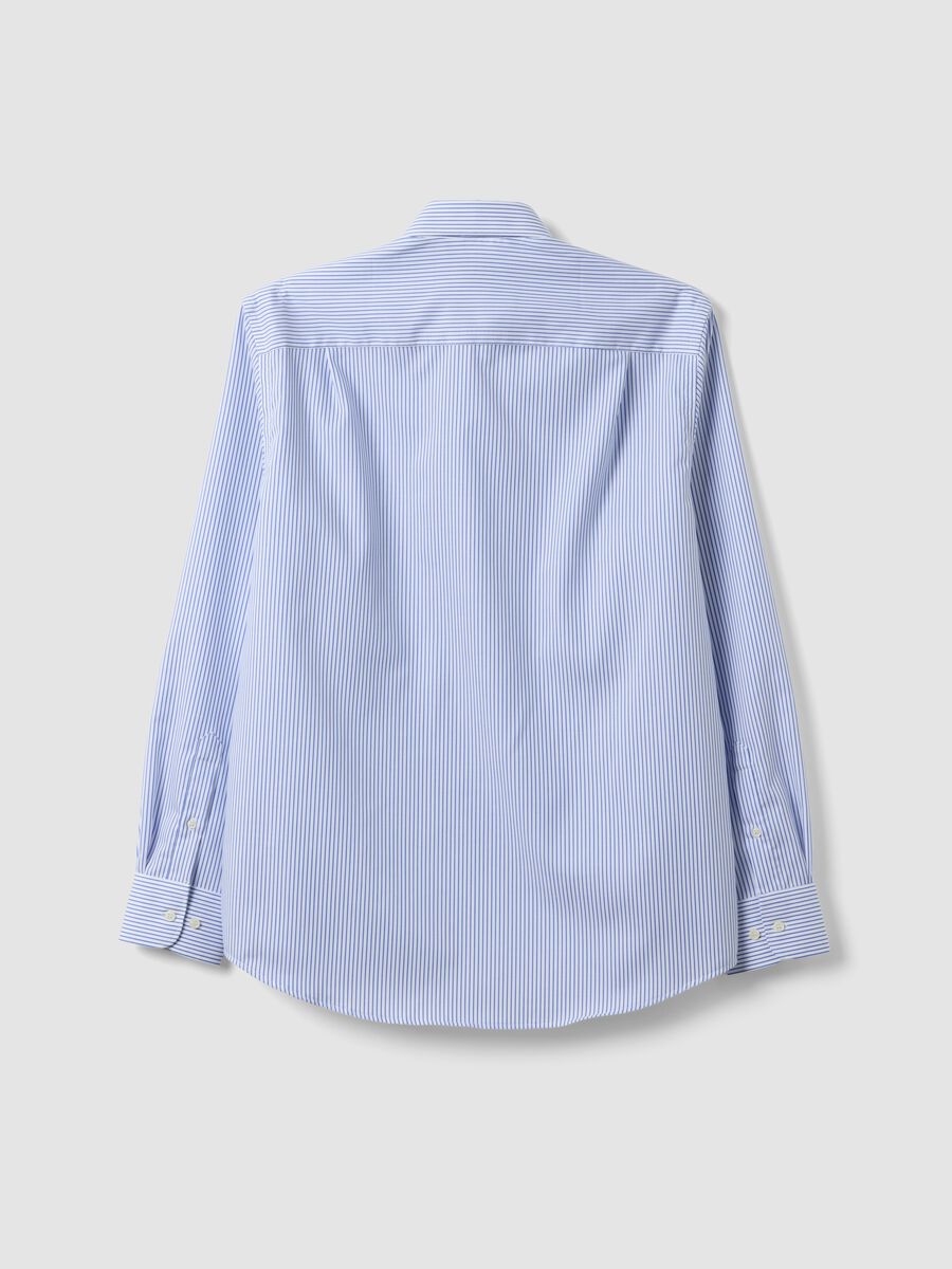 Light blue striped pure cotton dobby shirt with French collar, non-iron_1