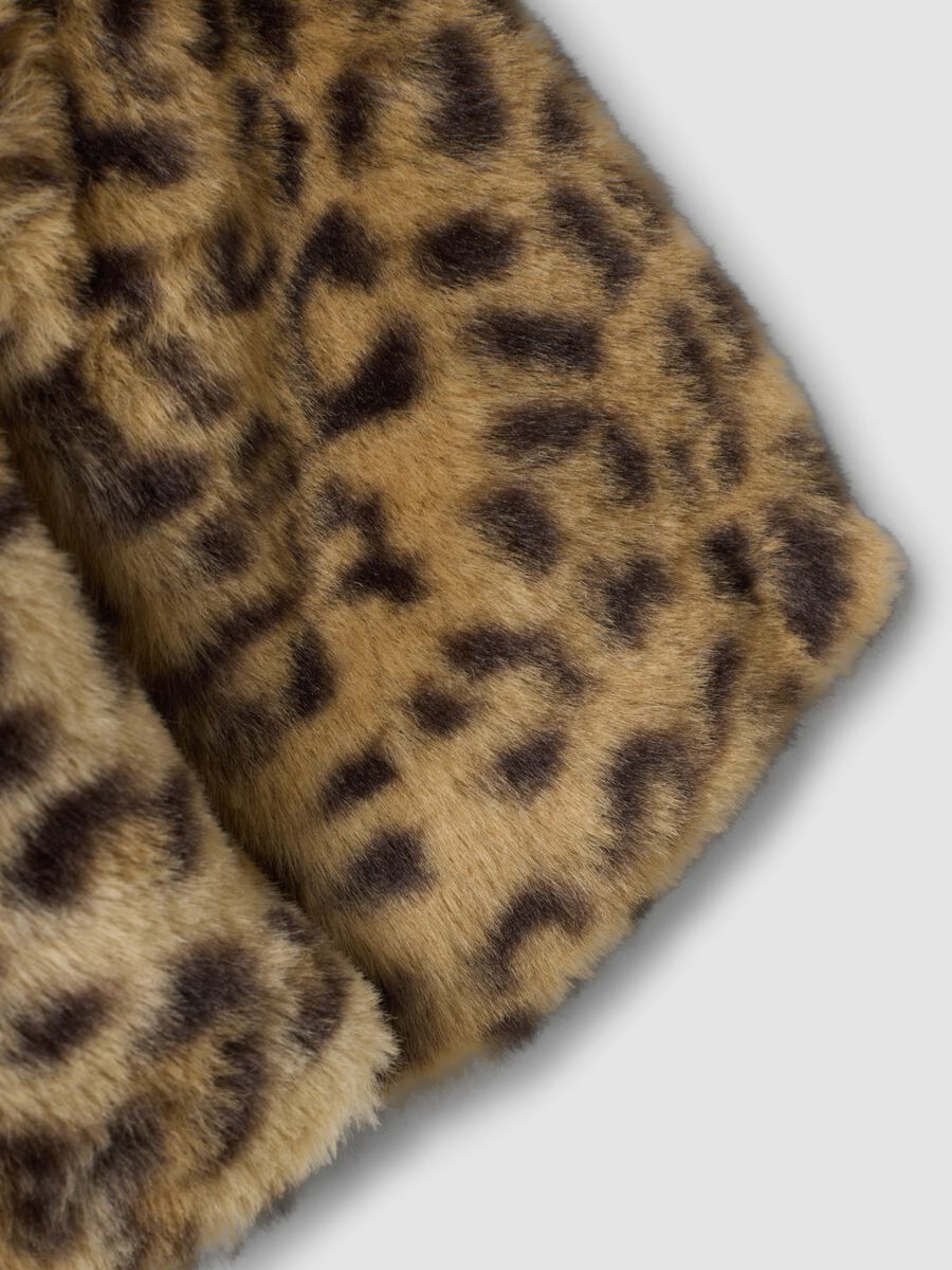 Brown padded animal print jacket with buttons for baby girl_3