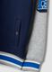 Felpa blu in misto cotone con girocollo e stampe college over fit_2