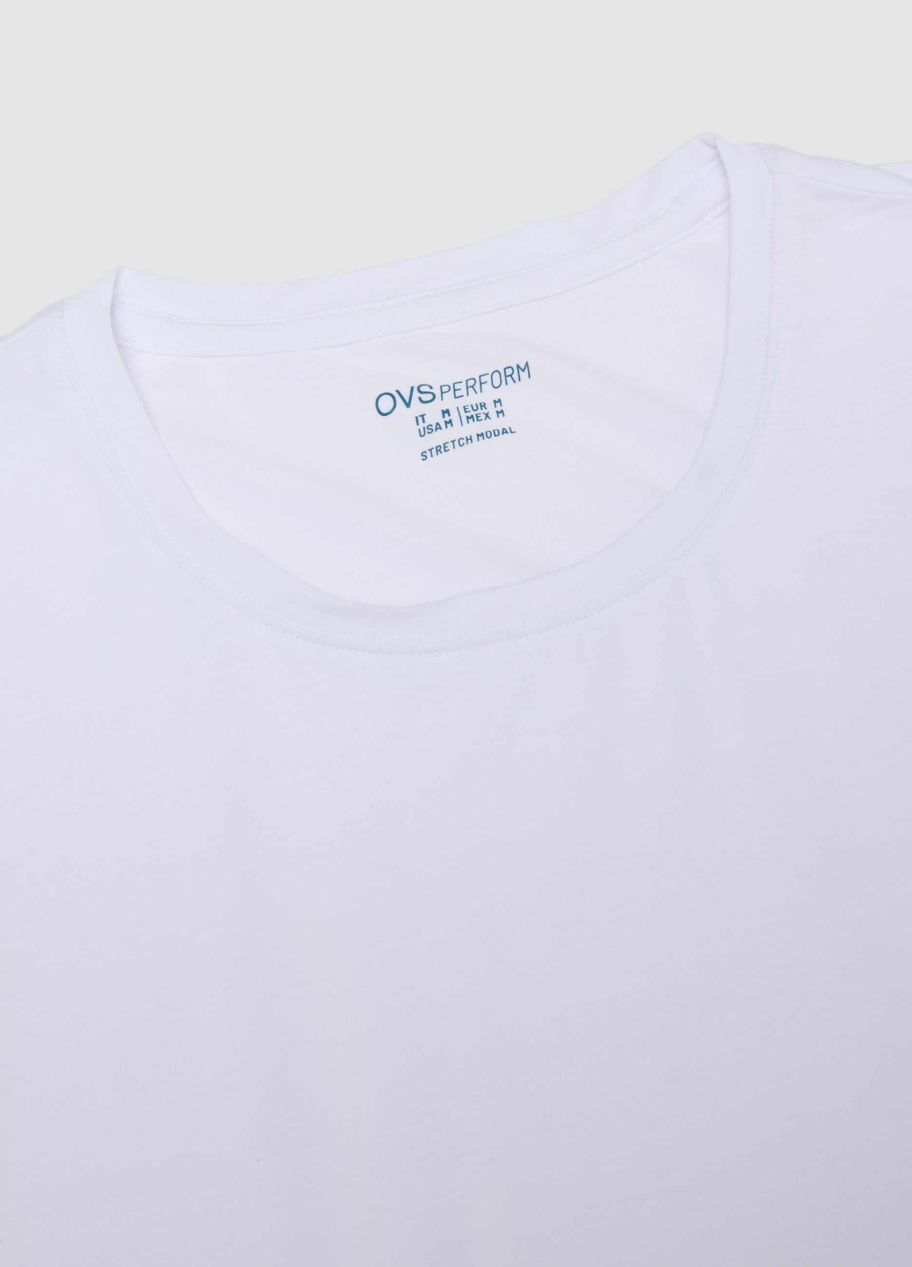 Wei&szlig;es Rundhals-T-Shirt aus elastischem Modal