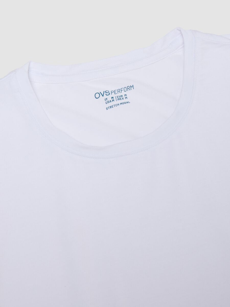 White stretch modal crew-neck T-shirt_1