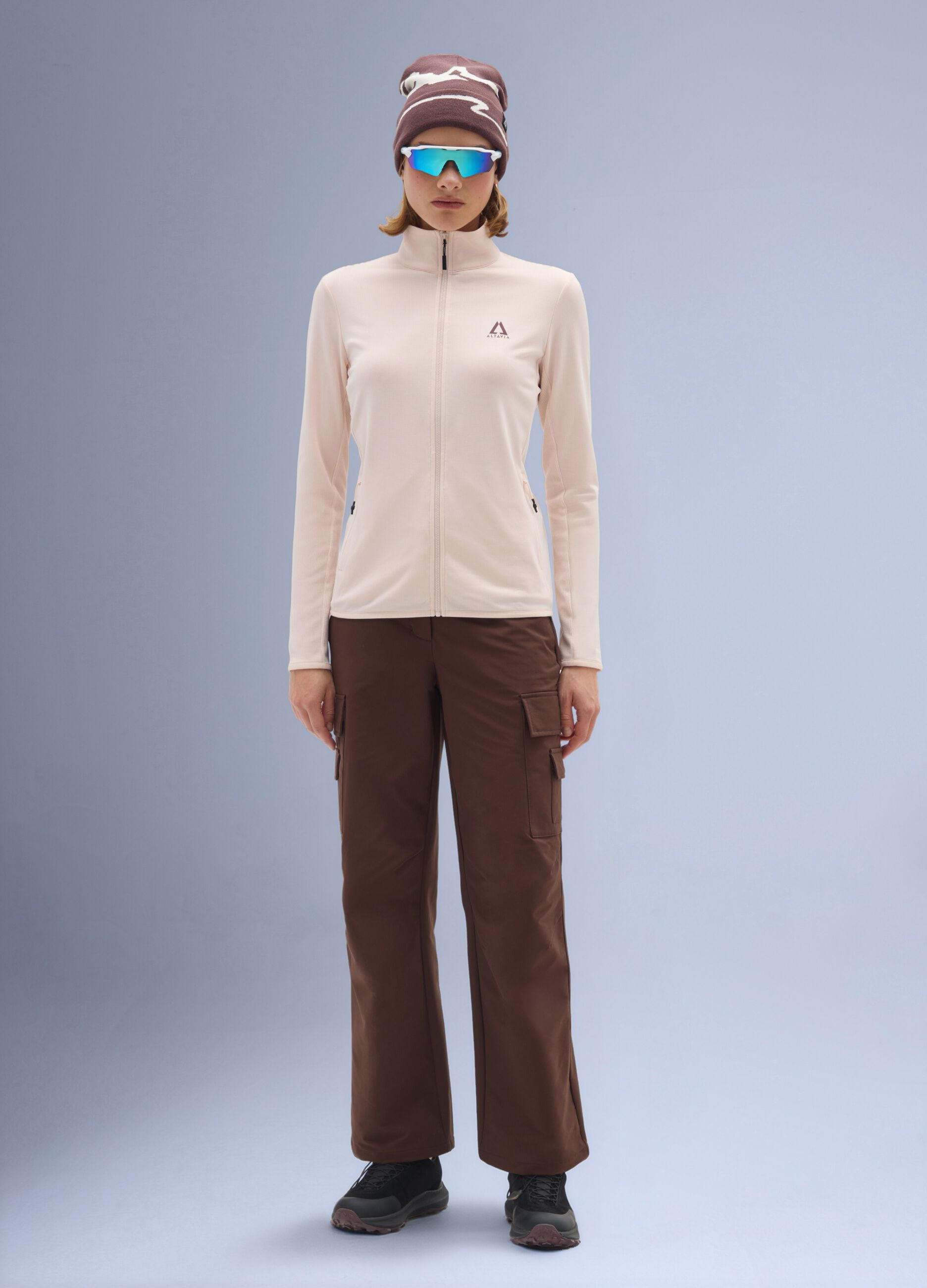 Beige Fleece Jumper with High Collar