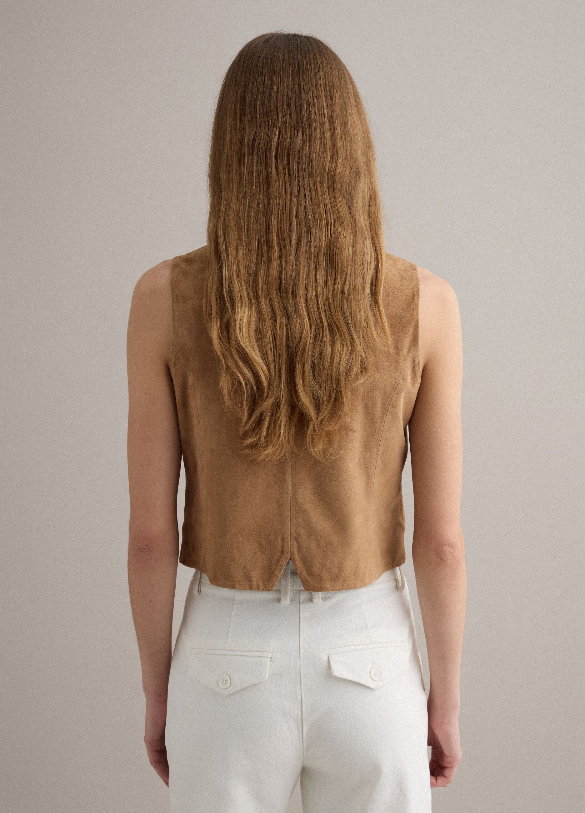 Braune Weste aus echtem Leder