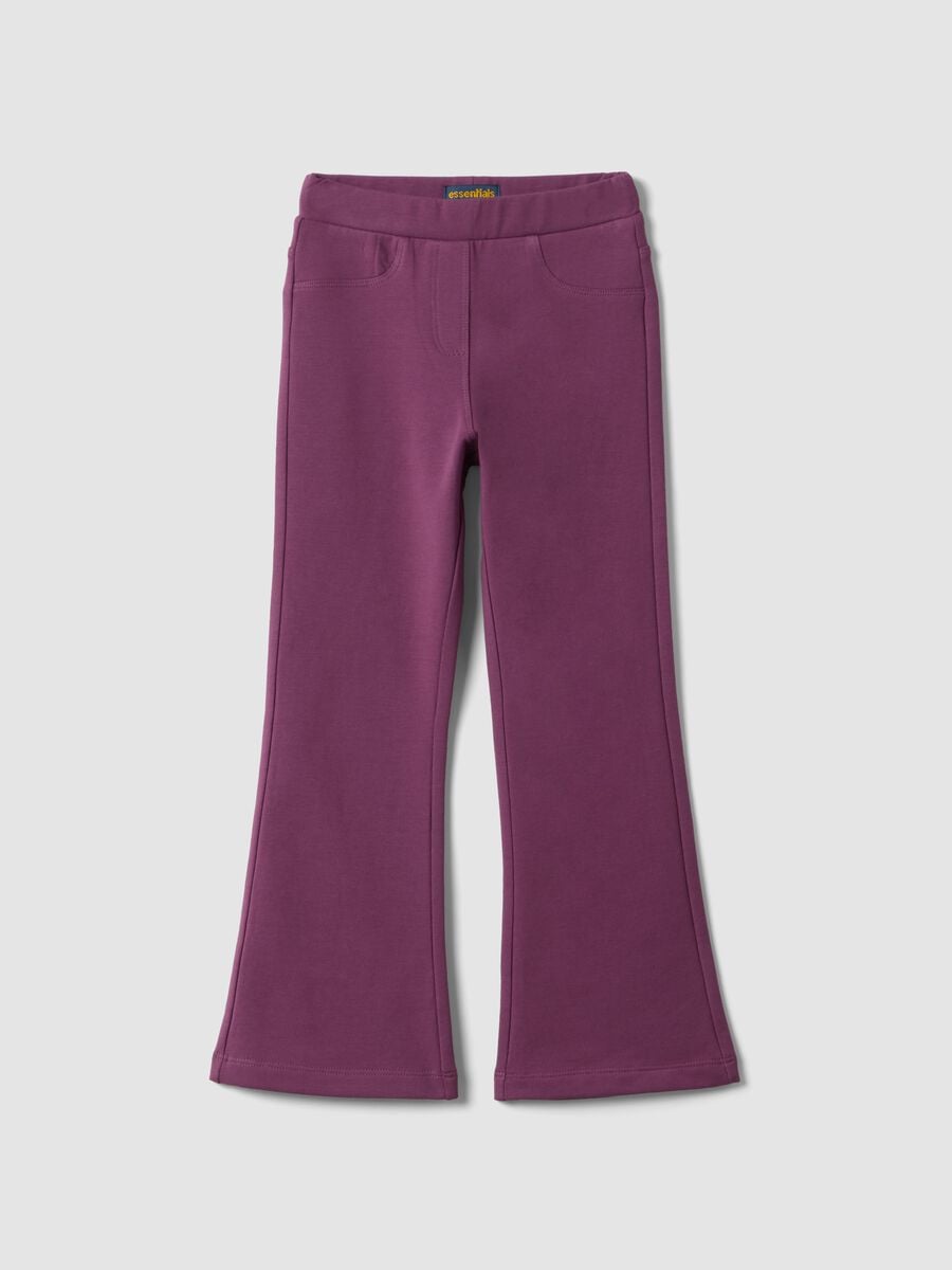 Purple flare treggings in stretchy organic cotton_0