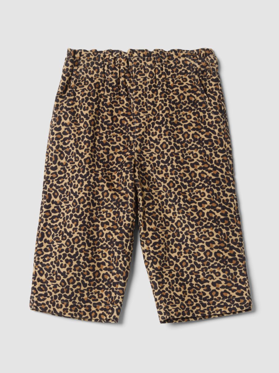 Brown pure cotton animal print trousers_0
