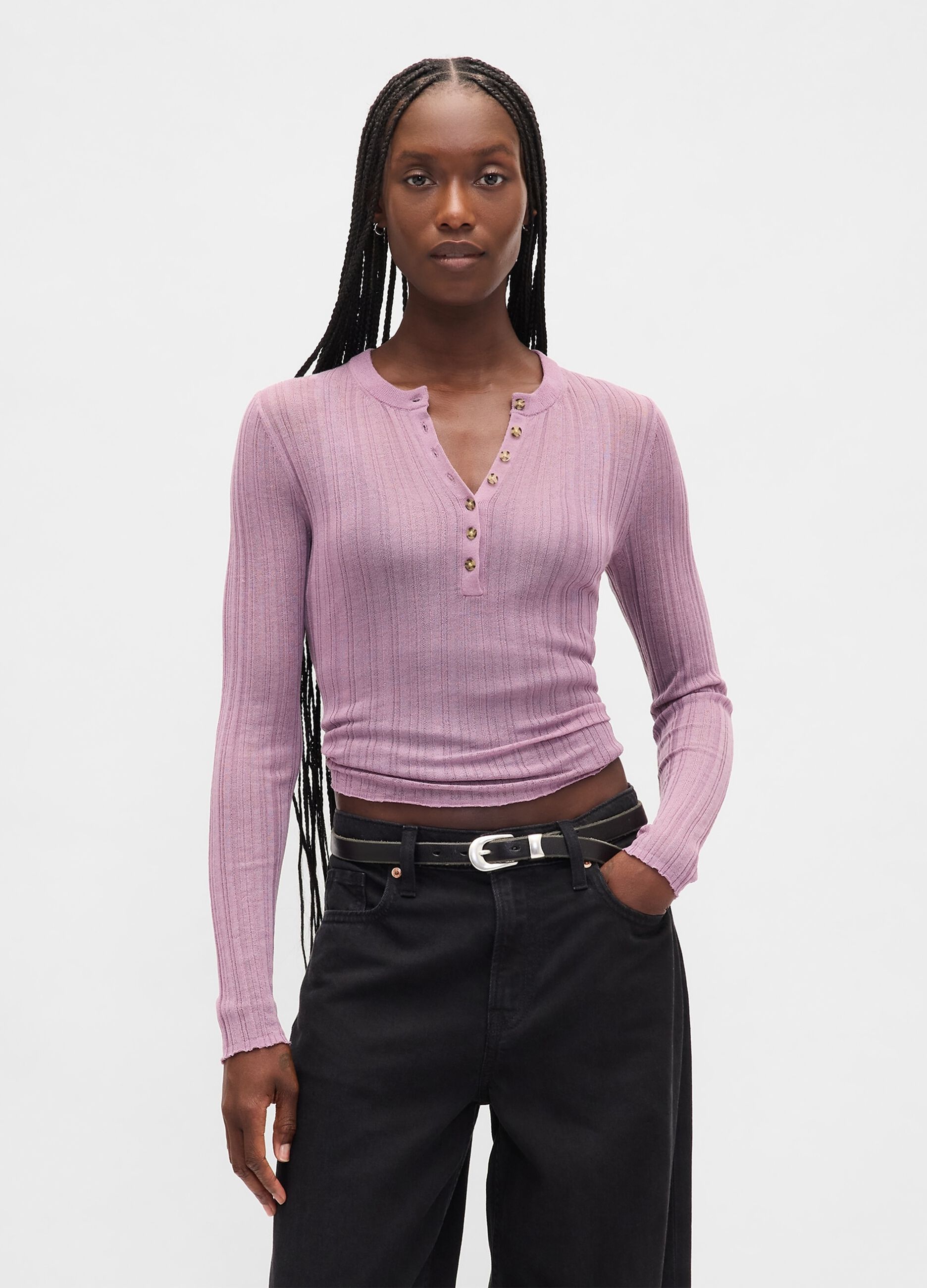 Violetter Acryl-Mischpullover