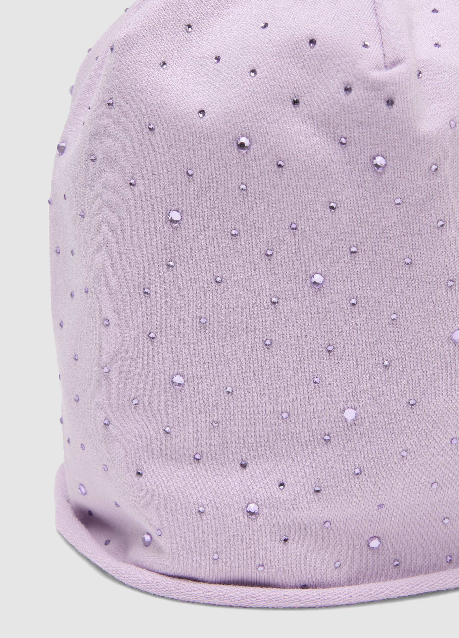 Purple stretch cotton hat with rhinestones for girls