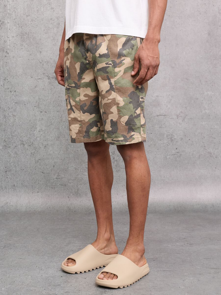 100% Linen Camo Shorts_1