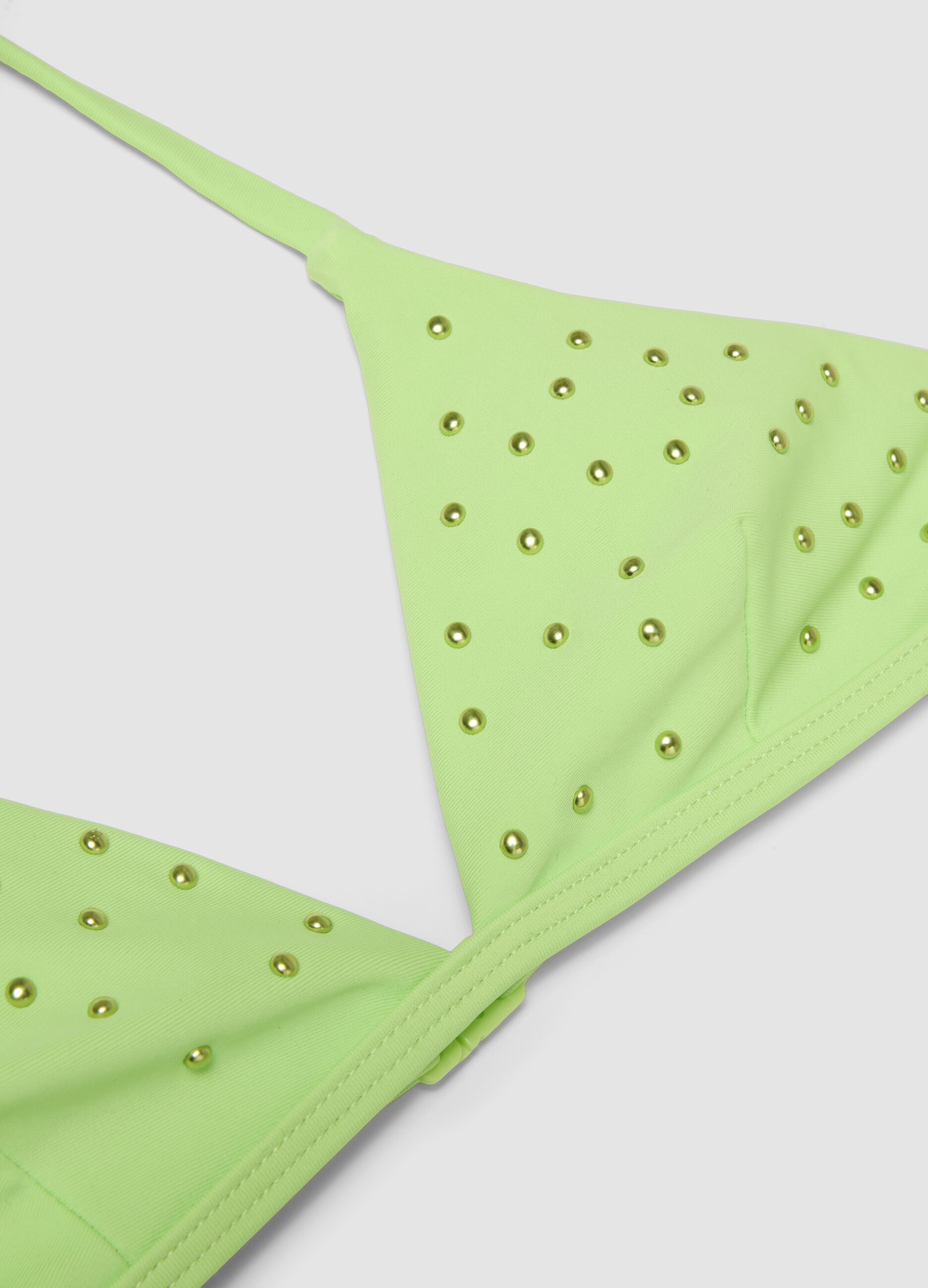 Green triangle bikini in stretch fabric
